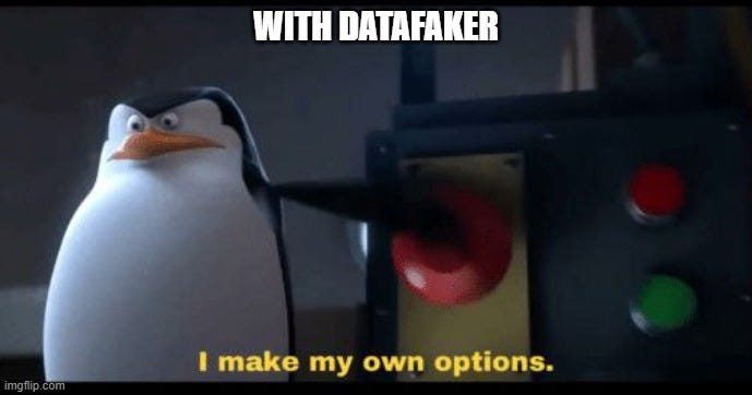 Meme “Les Pinguoins de Madagascar” — With Datafaker I make my own options