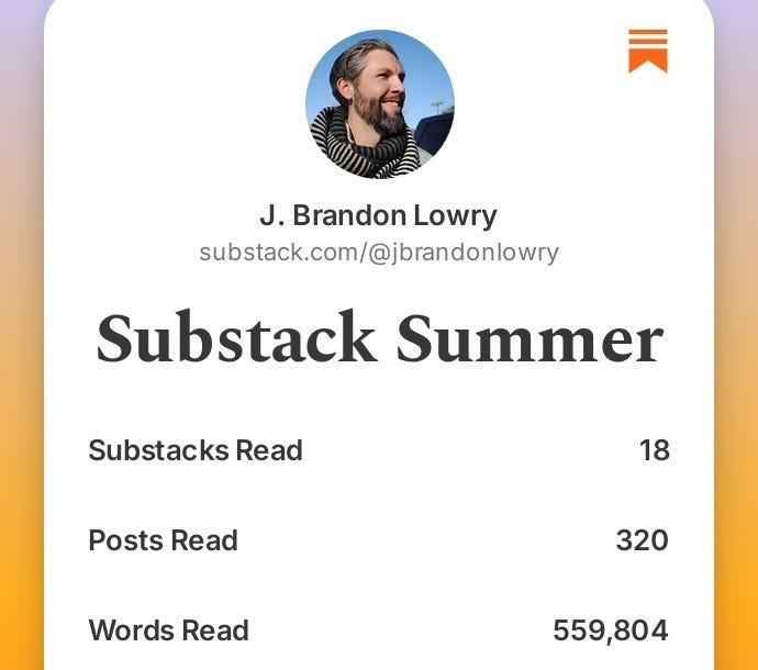 A summary of my reading habits showing that I read over half a million words of news and opinion in the summer of 2024