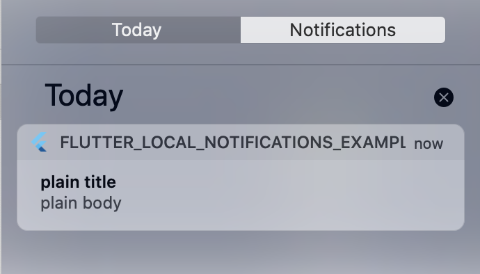 Example of local notification on macOS device.