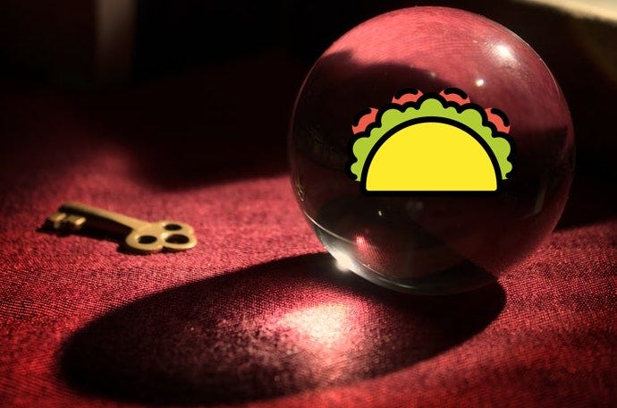 A crystal ball, with a taco emoji in the center.