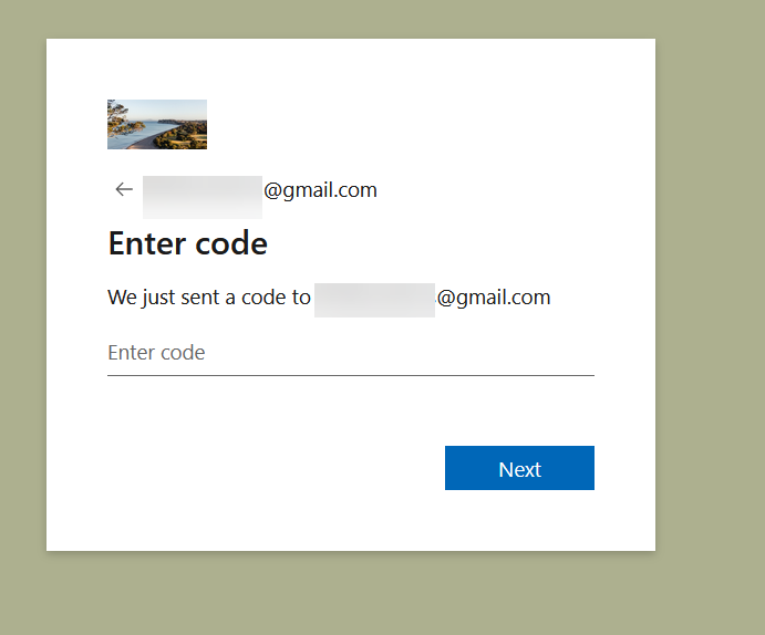 Image showing “Enter code” page
