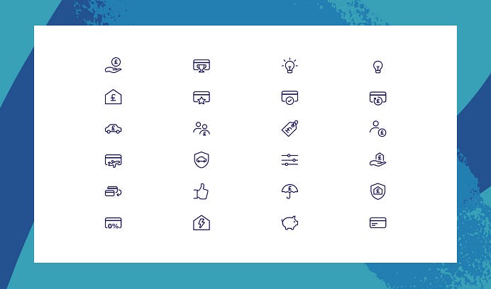 A set of line icons