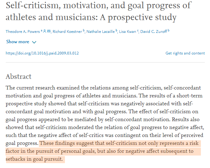 Research on Self Criticism and Motivation — Sidhant Kisshor Medium Article