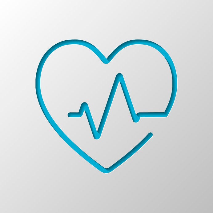 Light blue heart with heartbeat wave inside
