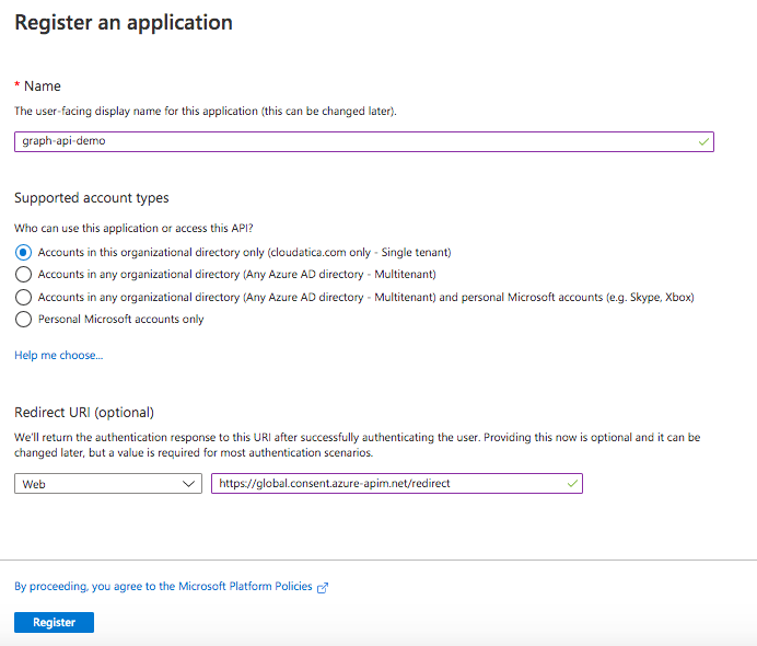Azure Active App Registration- Cloudatica article example