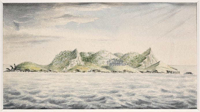 An old drawn picture of Pitcairn Islands