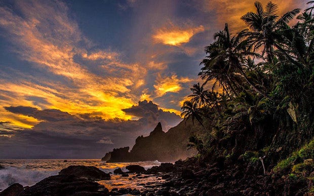 A photo of the sunset on Pitcairn Islands
