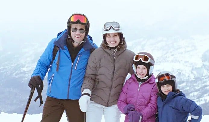 Happy family skiing?