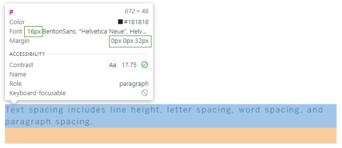 A font size of 16px should have 32px space after the paragraph.