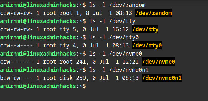 Major and Minor numbers in Linux kernel