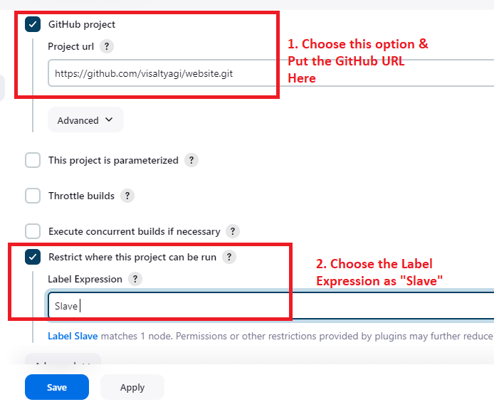 Git Hub URL & Choose Label