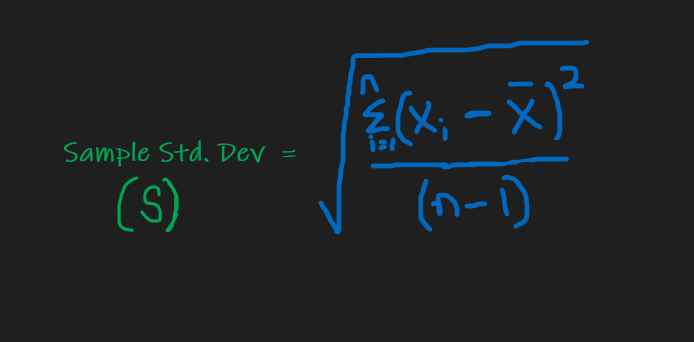 Sample Standard Deviation for Statistics