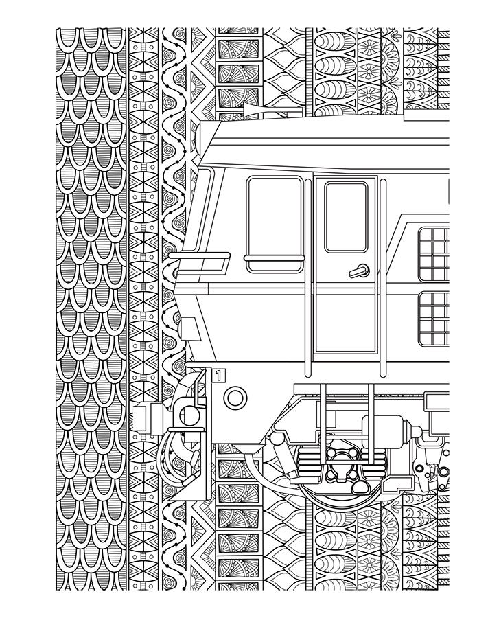 train adult coloring page 2