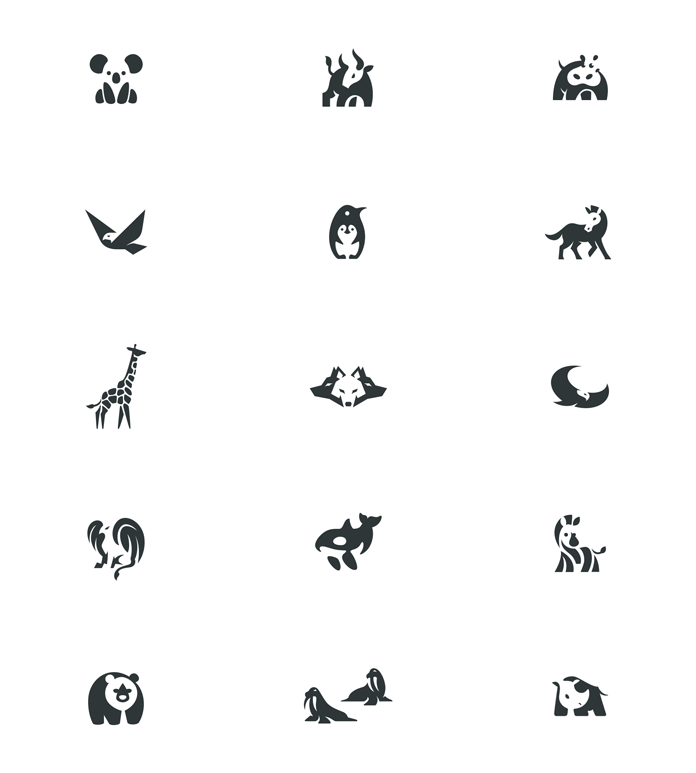 Negative Space Animal Logos