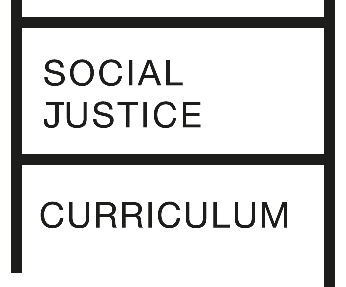 Part of the SJC logo — a black ladder with the words ‘Social Justice’ above and ‘Curriculum’ below the visible rung.