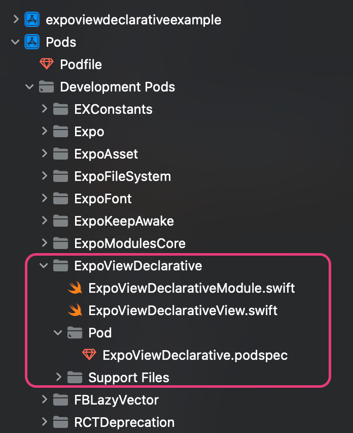 Xcode example project structure