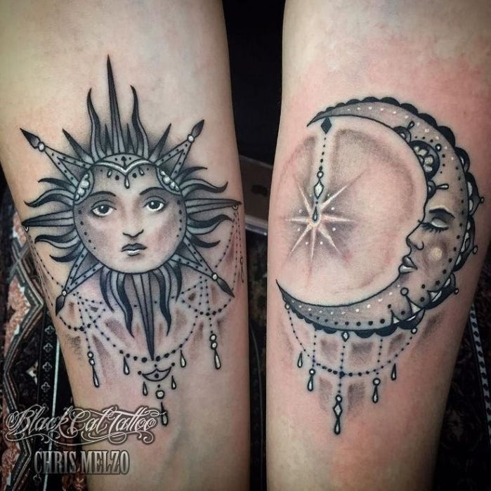 10+ Sun And Moon Tattoos Ideas With Meanings - moon and the sun tattoobr /
