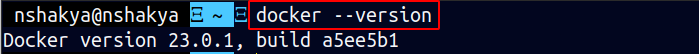 Output of running docker — version command
