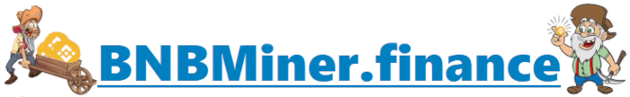 BNBMiner.finance LOGO with two miners as mascots.
