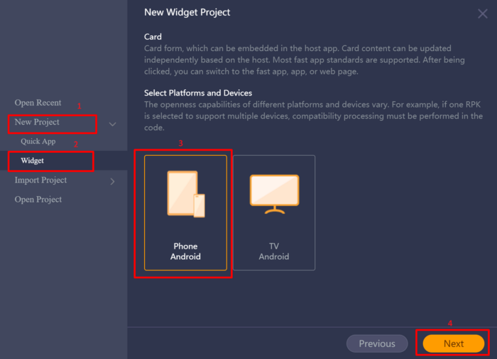Create a new Widget Project