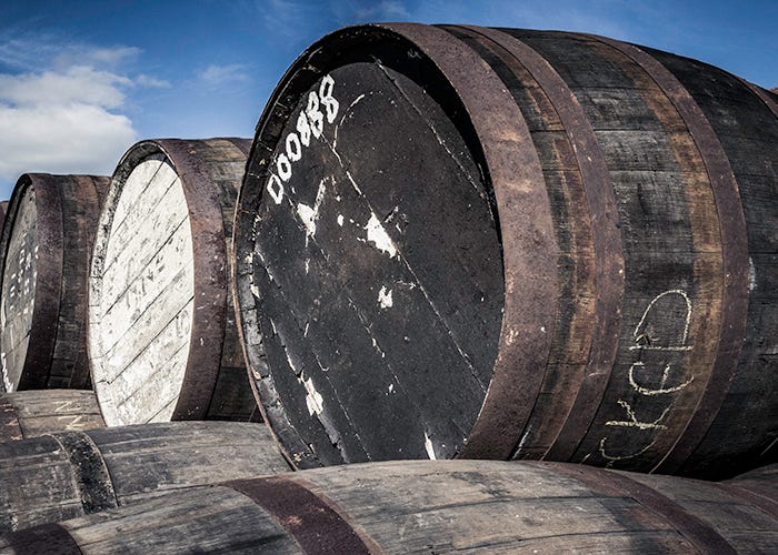 Will 2018 be a bright, sunny year for the whisky industry, or will it be a year more like the label on the barrel at top right. Photo ©2016, Mark Gillespie/CaskStrength Media.