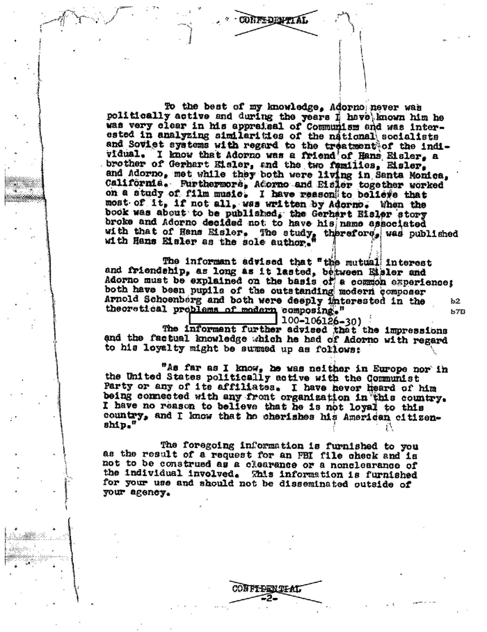 FBI document on Adorno