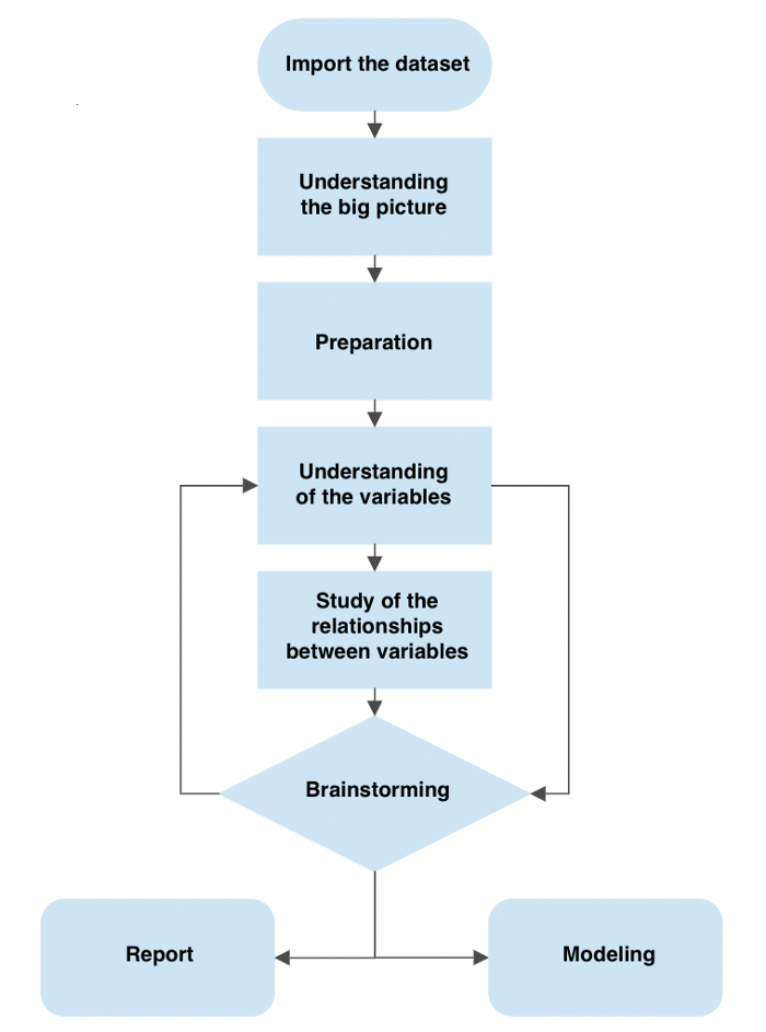 The process of exploratory data analysis.