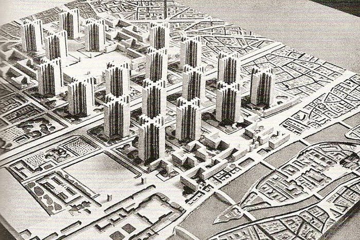 A model of the proposed “Towers in the Park” designs. The models of the towers do not fit the surrounding character of the city and loom over other much smaller buildings. They stand out, in a manner that is very aggressive.