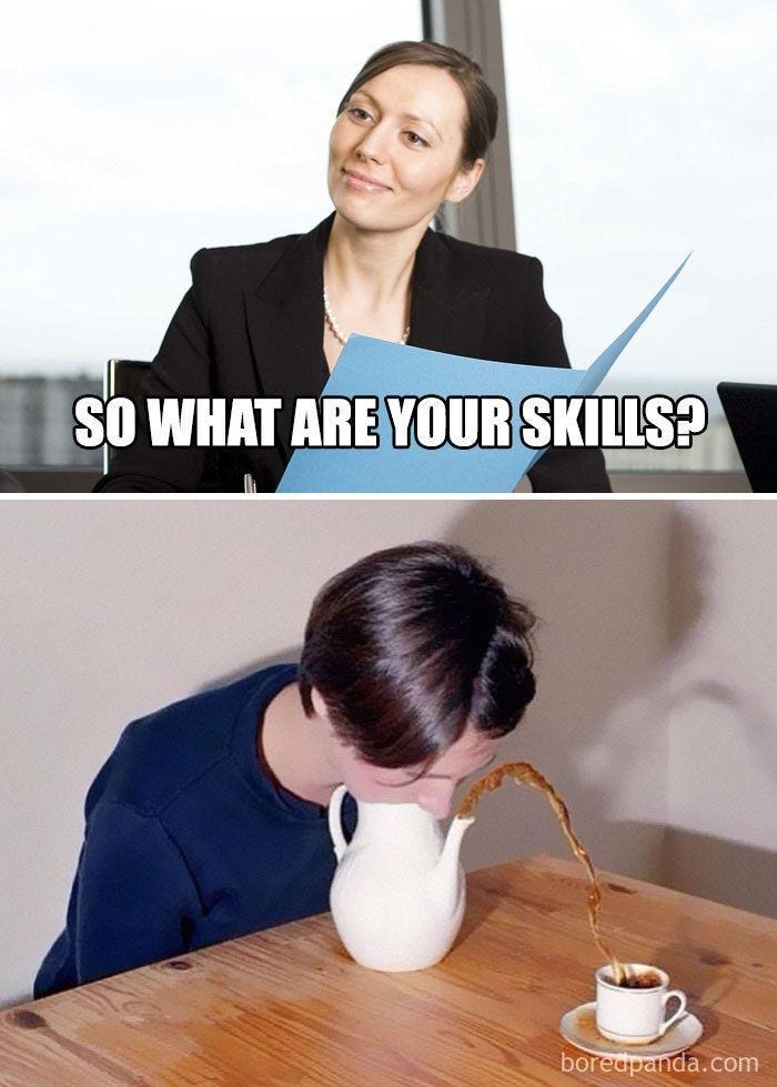 UX interview meme | useless skills in UX interview | DesignFrens newsletter