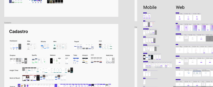 a figma print screen with screens of a project