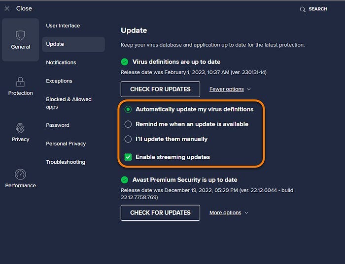 Update Avast Antivirus on Windows