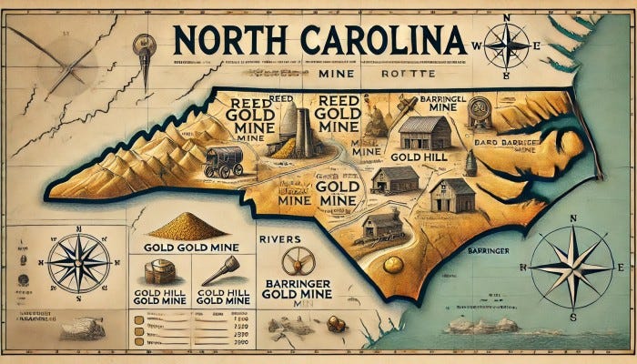 Gold Mining in North Carolina. ChatGPT. Joshua D Glawson.