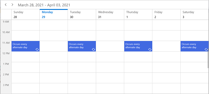 Recurring Events in WinUI Scheduler