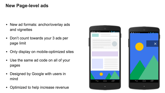 New Page Level Ads by Google Adsense