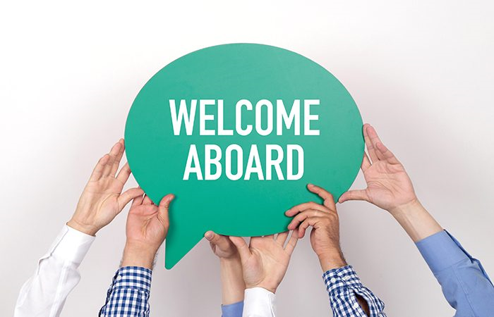 Sign board with Welcome Aboard