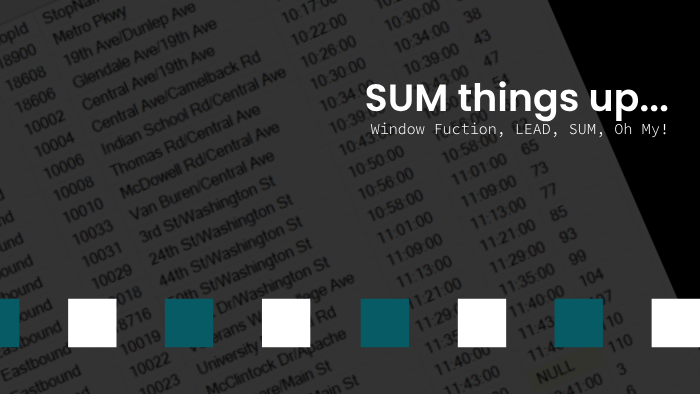 SUM things up… Window Function Total Duration