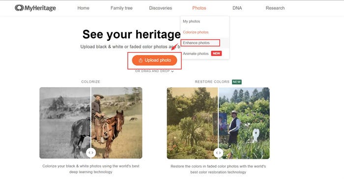 MyHeritage Upload