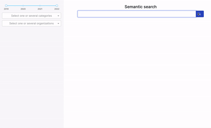 Screen capture of the Dataiku example project for semantic search