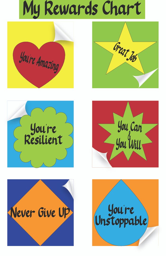Image of a reward chart with stickers representing the reinforcement of good habits.