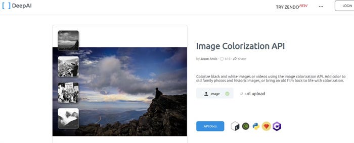 colorize black and white photos with DeepAI