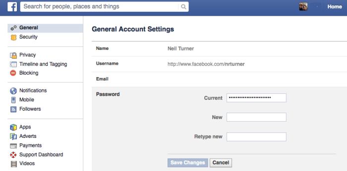 Facebook Password Reset