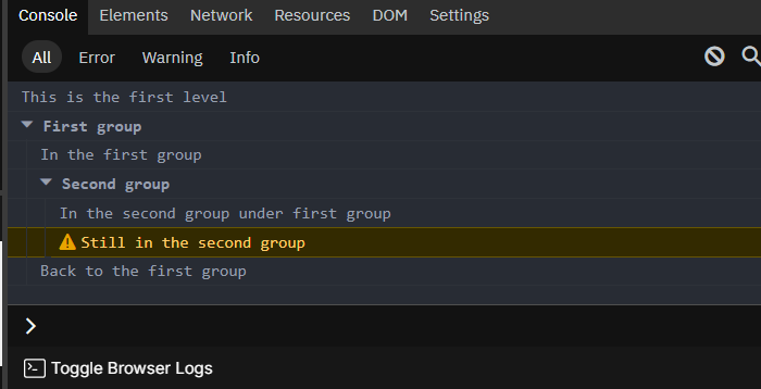 Group console method