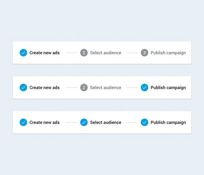 Horizontal stepper image. Source: https://designsystem.backbase.com/v1/assets/images/steppers-nonlinear.png