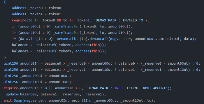 BurgerSwap Pair Swap Function code