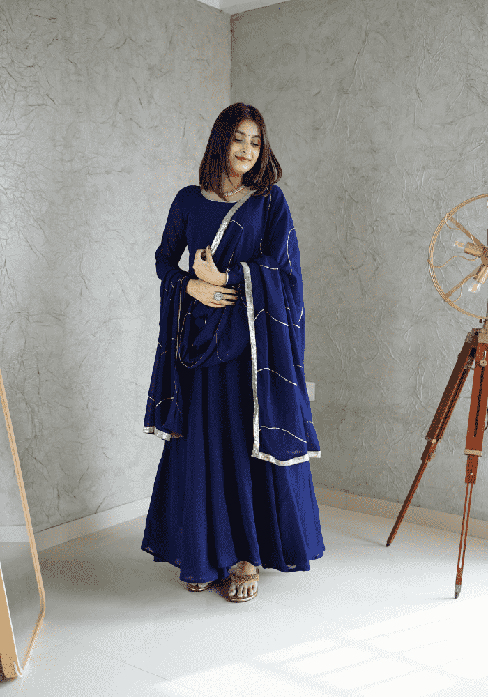 Plus is beautiful , plus size , royal blue, Anarkali, embroidered dress, embroidered dupatta. anarkali dupatta set