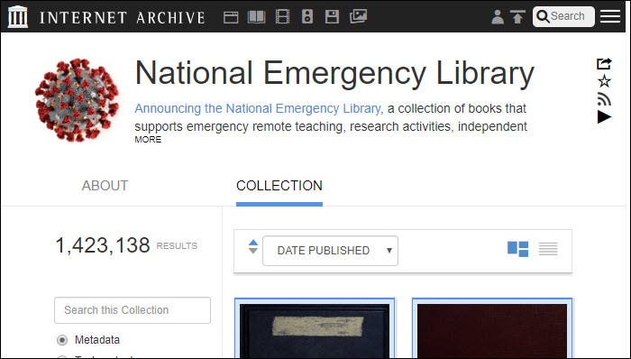 National Emergency Library from the Internet Archive