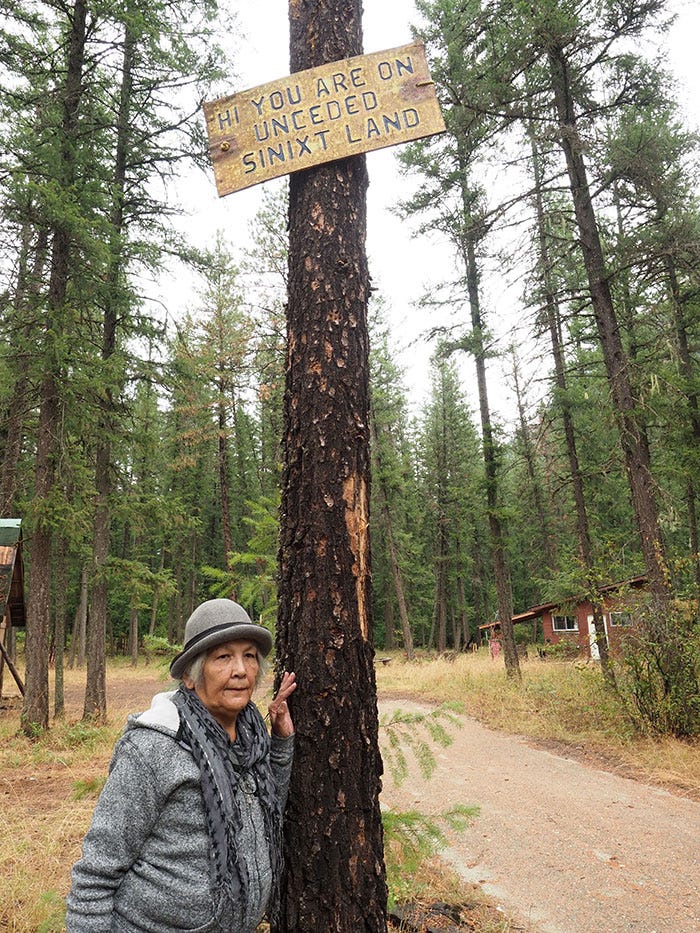 Marilyn James at the ancient Sinixt village site — Vallican,BC