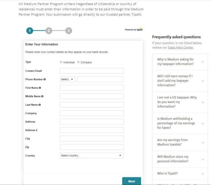 An image medium partner program tax form