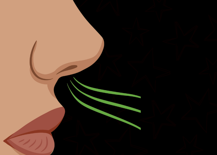 women’s nose smelling cartoon style