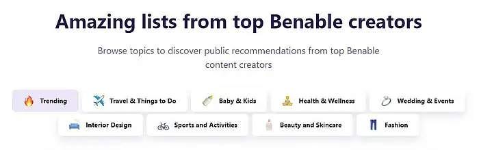 Benable other creators lists